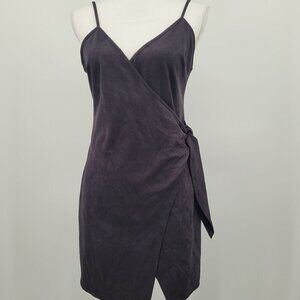 By the Way Desiree Faux Suede Wrap Dress -Black